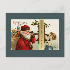 ヴィンテージ・サンタと女の子の電話はがき シーズンポストカード