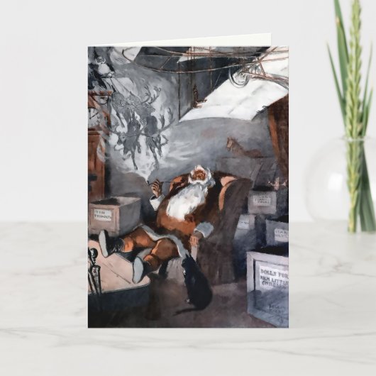 ヴィンテージ サンタと猫のクリスマスカード シーズンカード (正面)