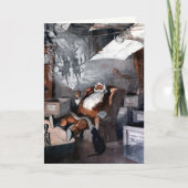 ヴィンテージ サンタと猫のクリスマス カード (正面)