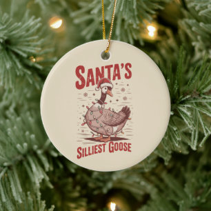 ヴィンテージ サンタのばかばかしいガチョウ 笑えるクリスマス 90年代 セラミックオーナメント
