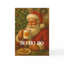 ヴィンテージ サンタのココア クリスマスカード
