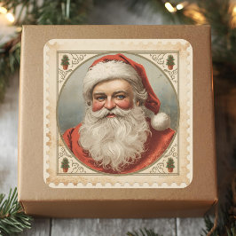 ヴィンテージ サンタの肖像画 クラシック クリスマスの郵便 スクエアシール