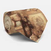 ヴィンテージ・サンタアートワーク。セピア調髪美術 ネクタイ (ロール)