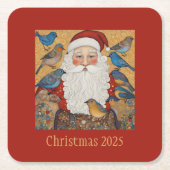 ヴィンテージ・サンタクリスマス スクエアペーパーコースター (正面)
