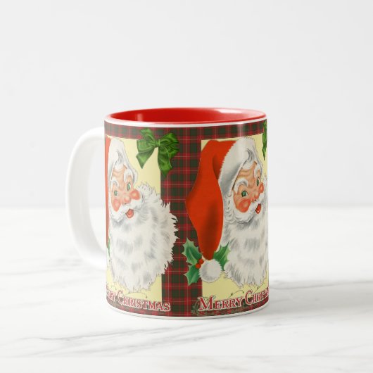 ヴィンテージ・サンタクリスマス ツートーンマグカップ (正面左)