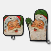ヴィンテージ・サンタクリスマス 鍋つかみ&鍋敷きセット (正面)