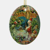 ヴィンテージ・サンタクロースのクリスマス絵画アートワーク セラミックオーナメント (右)