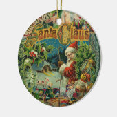 ヴィンテージ・サンタクロースのクリスマス絵画アートワーク セラミックオーナメント (左)