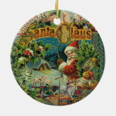 ヴィンテージ・サンタクロースのクリスマス絵画アートワーク セラミックオーナメント (裏面)