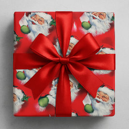 ヴィンテージ サンタクロースのクリスマス リスト チェック ラッピングペーパー