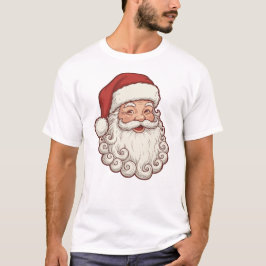 ヴィンテージ サンタクロースの顔 – クラシックなクリスマスTシャツ Tシャツ