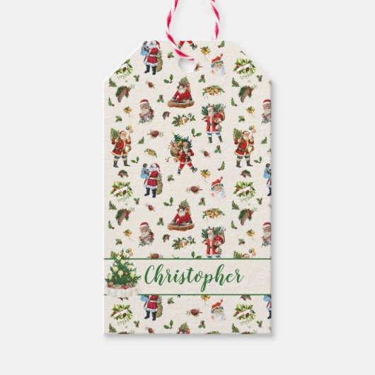 ヴィンテージ サンタクロース オーダーメイド クリスマス ギフトタグ (正面)