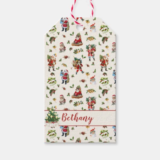 ヴィンテージ サンタクロース オーダーメイド クリスマス ギフトタグ (正面)
