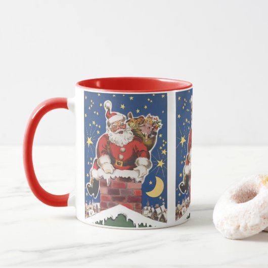 ヴィンテージ サンタクロース クリスマスの前夜 マグカップ (ドーナツ)