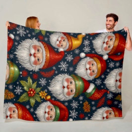 ヴィンテージ サンタクロース クリスマスコレクション フリースブランケット
