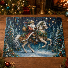 ヴィンテージ サンタクロース クリスマスツリー 馬 ジグソーパズル