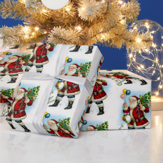 ヴィンテージ サンタクロース クリスマスパレード おもちゃ 風船 ラッピングペーパー