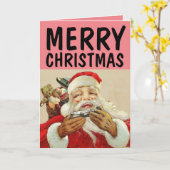 ヴィンテージ サンタクロース クリスマス カード (黄色い花)