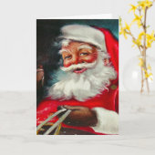 ヴィンテージ サンタクロース クリスマス グリーティング カード (黄色い花)