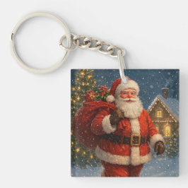 ヴィンテージ サンタクロース クリスマス 冬の不思議な世界 キーホルダー