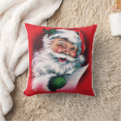 ヴィンテージ・サンタクロース、メリークリスマス、ハッピー・サンタクロース。 クッション (ブランケット)
