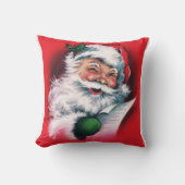 ヴィンテージ・サンタクロース、メリークリスマス、ハッピー・サンタクロース。 クッション (正面)