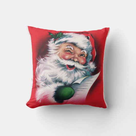 ヴィンテージ・サンタクロース、メリークリスマス、ハッピー・サンタクロース。 クッション (正面)