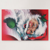 ヴィンテージ・サンタクロース、メリークリスマス、ハッピー・サンタクロース。 ジグソーパズル (横)