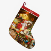 ヴィンテージ・サンタクロース ラージクリスマスストッキング (正面 (吊り時))