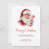 ヴィンテージ サンタクロース 水彩 クリスマスカード (正面)