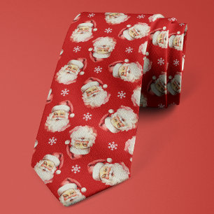 ヴィンテージ サンタクロース 赤 クリスマス スノーフレーク ネクタイ