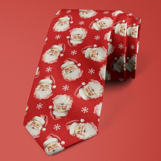 ヴィンテージ サンタクロース 赤 クリスマス スノーフレーク ネクタイ