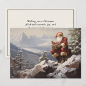 ヴィンテージ サンタクロース 雪山 メリークリスマス シーズンカード (正面/裏面)