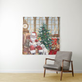 ヴィンテージ サンタ あたたかなクリスマス 動物 背景 タペストリー (インサイチュ)