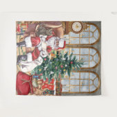 ヴィンテージ サンタ ほっこり クリスマス 動物 背景 タペストリー (正面(横))