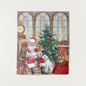 ヴィンテージ サンタ ほっこり クリスマス 動物 背景 タペストリー (正面)