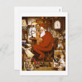 ヴィンテージ·サンタ·イン·ワークショップ·カード シーズンポストカード (正面/裏面)