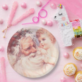 ヴィンテージ・サンタ・ウィズ・スイート・スモールチルド ペーパープレート (パーティー)