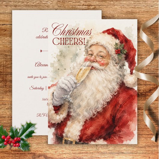 ヴィンテージ サンタ クリスマスの歓喜 パーティー 招待状