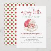 ヴィンテージ サンタ クリスマス 誕生日パーティー 招待状 (正面/裏面)