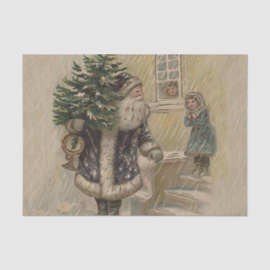 ヴィンテージ サンタ スノー クリスマスツリー 薄葉紙 (正面)