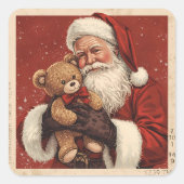 ヴィンテージ サンタ テディベア クリスマス スクエアシール (正面)