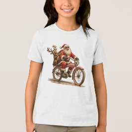 ヴィンテージ サンタ バイク トナカイ クリスマス ライド トライブレンドTシャツ