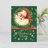ヴィンテージ·サンタ·パイン·リース·ホリー·クリスマス 招待状 (スタンド正面)