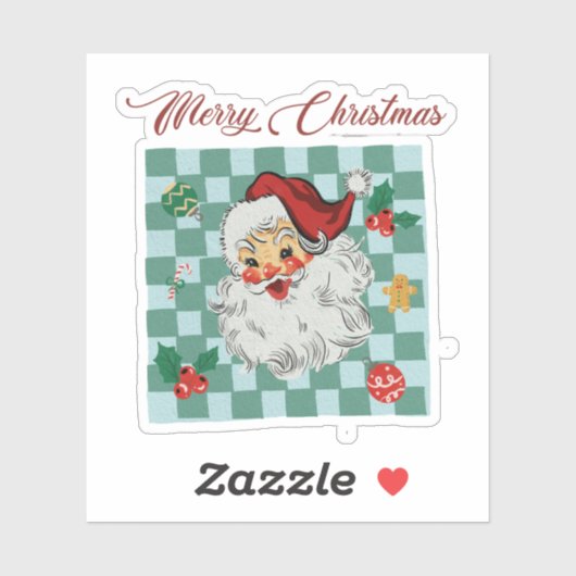 ヴィンテージ サンタ メリークリスマス デザイン シール (シート)