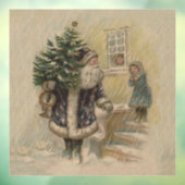 ヴィンテージ サンタ 雪 クリスマスツリー ウィンドウサイン (シート3)