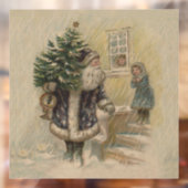 ヴィンテージ サンタ 雪 クリスマスツリー ウィンドウサイン (シート2)