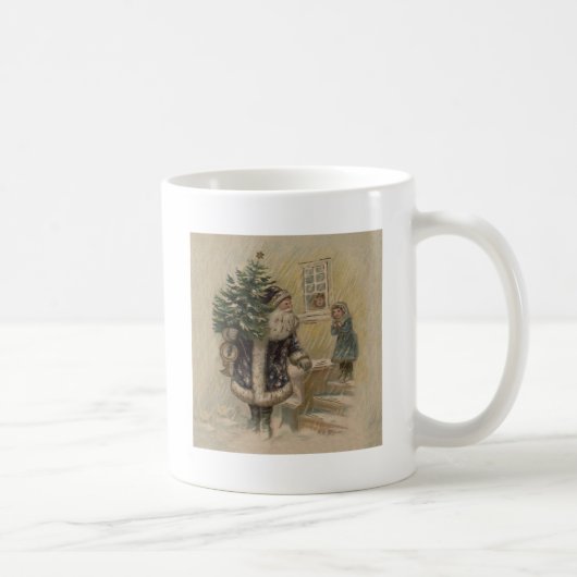ヴィンテージ サンタ 雪 クリスマスツリー コーヒーマグカップ (右)
