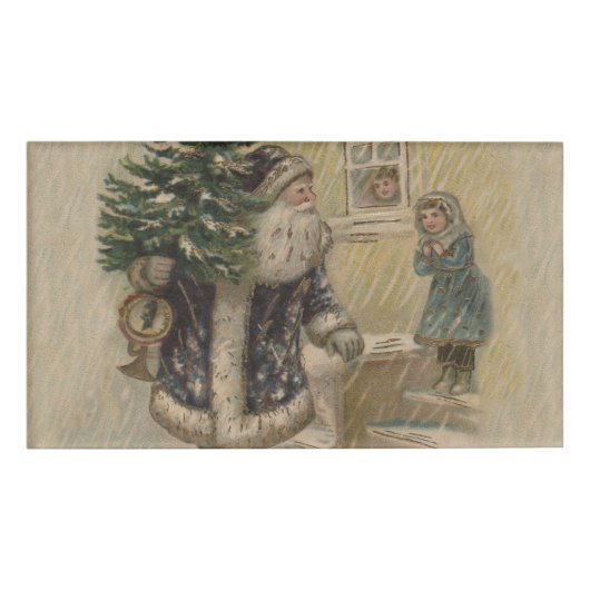 ヴィンテージ サンタ 雪 クリスマスツリー 名札 (正面)