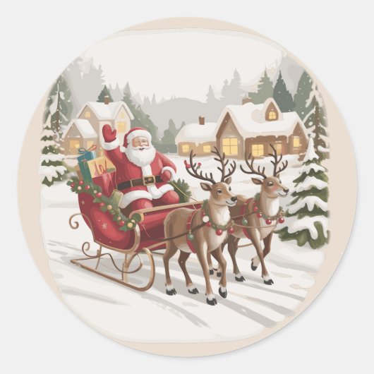 ヴィンテージ サンタ 90年代 レトロ サンタクロース クリスマス ラウンドシール (正面)